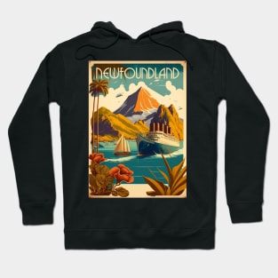 Newfoundland Canada Vintage Travel Art Poster Hoodie